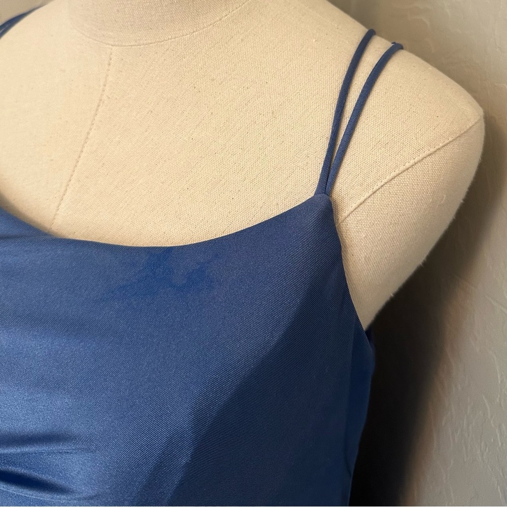 🔴FINAL CLEARANCE NEW JOVANI SZ 14 BLUE FRONT SLIT FORMAL EVENING GOWN DAMAGED - Picture 4 of 16